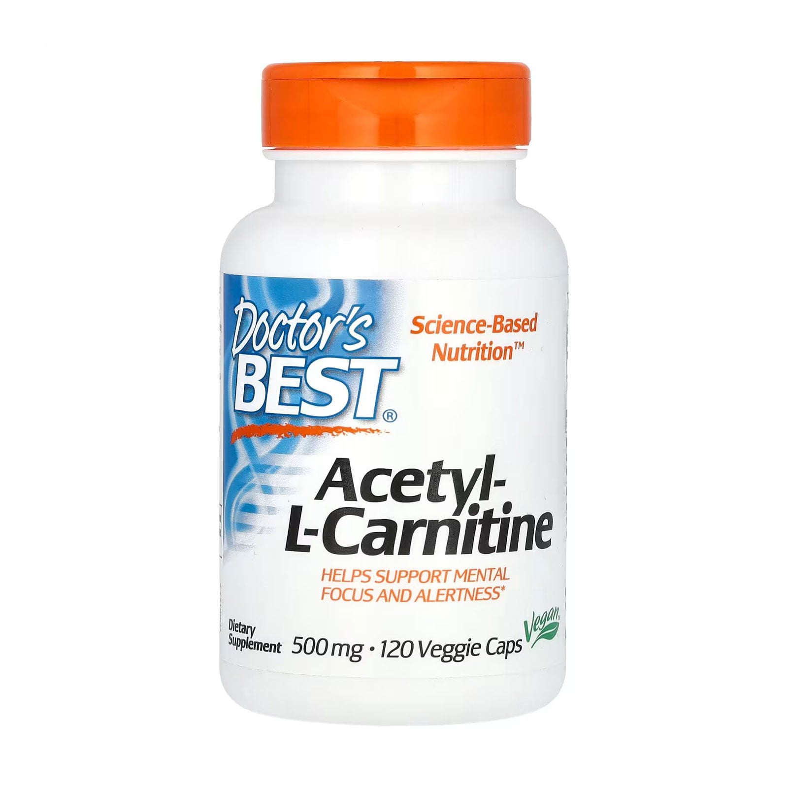 Ацетил L-Карнітин Doctor's Best Acetyl-L-Carnitin With Biosint 500 мг, 120 рослинних капсул